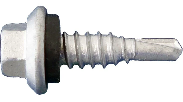 Daggerzâ„¢ 14" x 7/8" Hex Flange Head Stitch Point Self Drill Screws With Rubber Washer - 2500 Qty