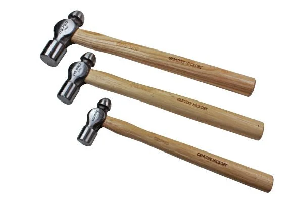 US Pro 3pc Ball Pein Hammers Set 8 16 32oz Hickory B3300