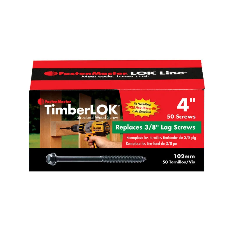 FastenMaster TimberLOK No. 10 X 4 in. L Hex Epoxy Coarse Wood Screws 50 pk