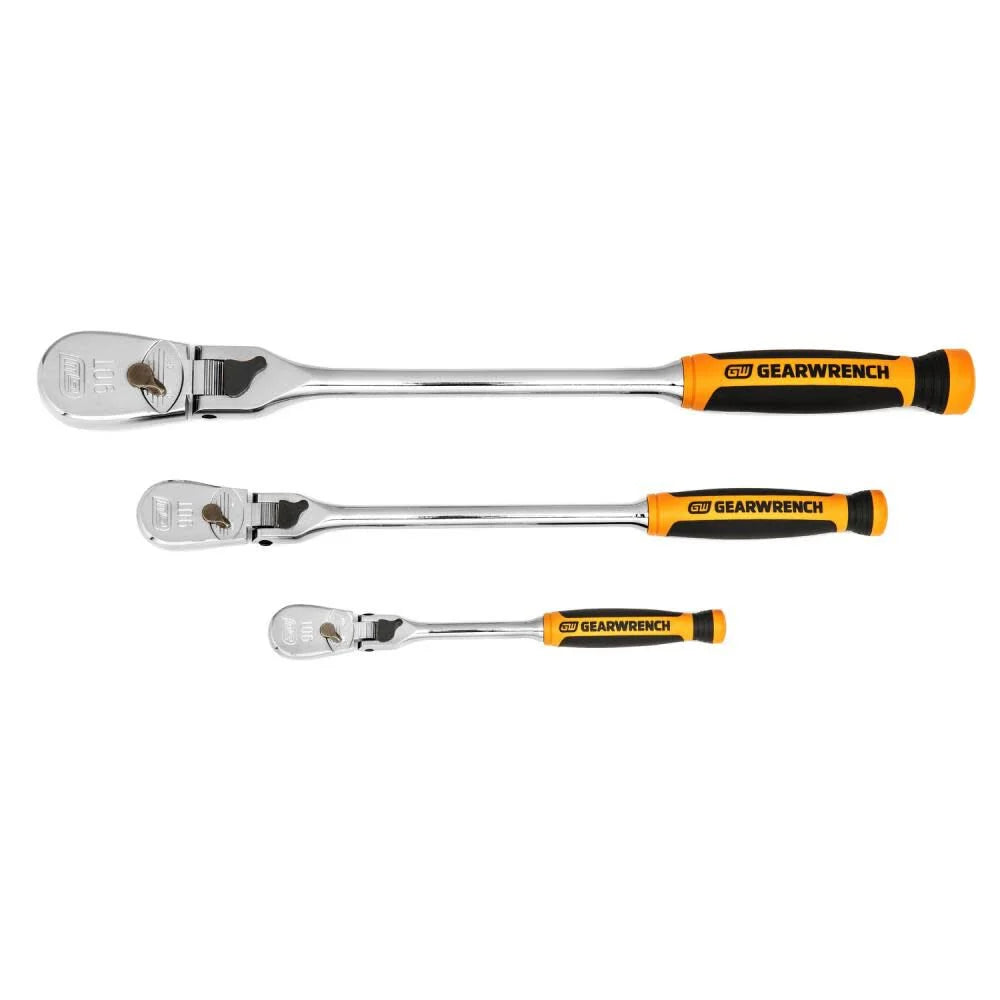 GEARWRENCH 3pc 1/4in 3/8in & 1/2in Drive Flex Head Ratchet 3pc