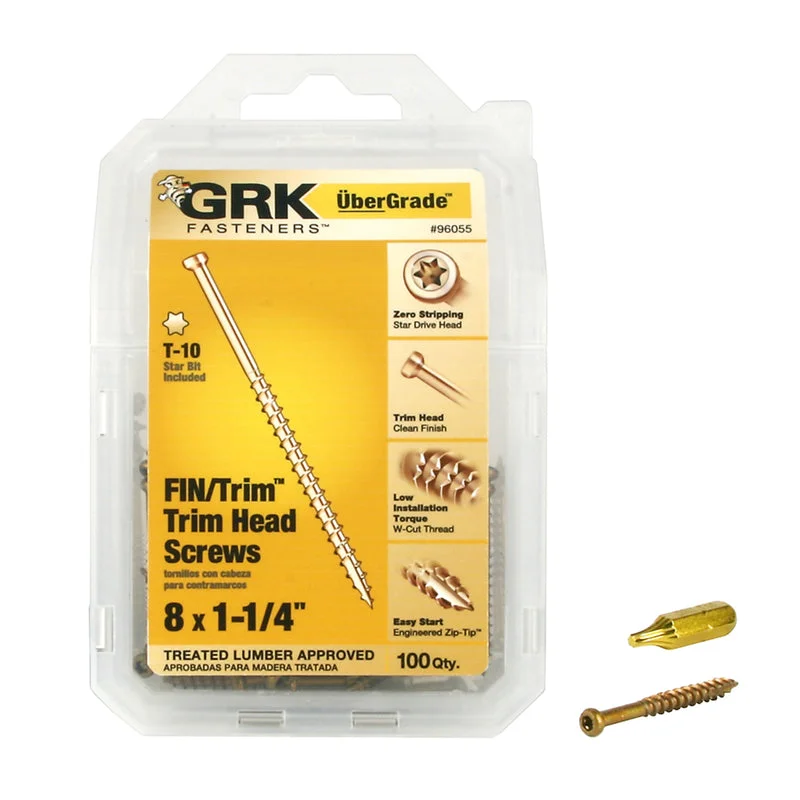 GRK Fasteners UberGrade No. 8  x 1-1/4 in. L Star Trim Head Steel Construction Screws 100 pk