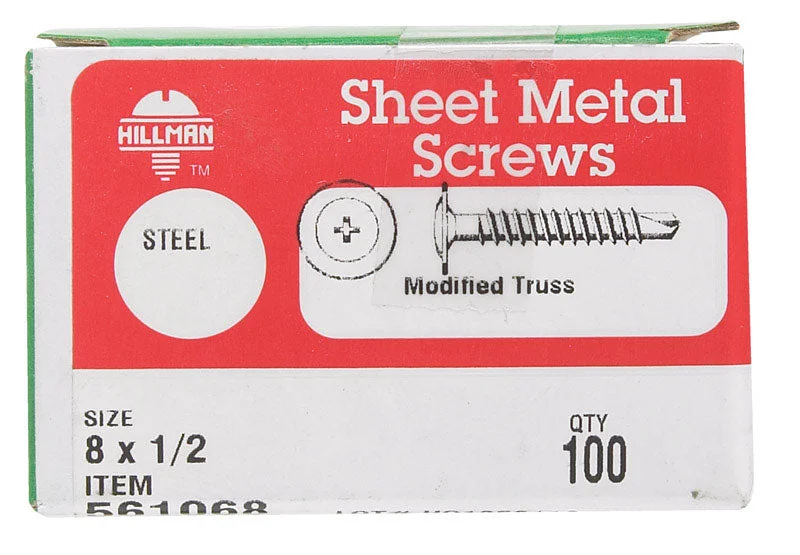 HILLMAN No. 8 X 1/2 in. L Phillips Truss Head Self- Drilling Screws 100 pk