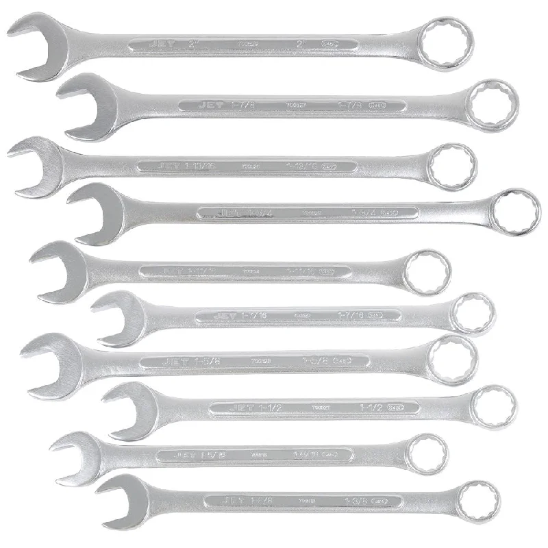 Jet 700128 10 Piece Raised Panel Chrome Vanadium Jumbo Combination Wrench Set