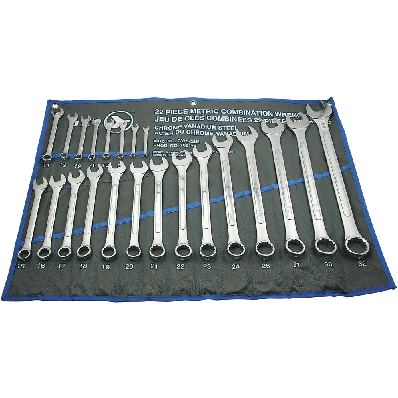 Jet 700177 22 Piece Raised Panel Chrome Vanadium Metric Combination Wrench Set