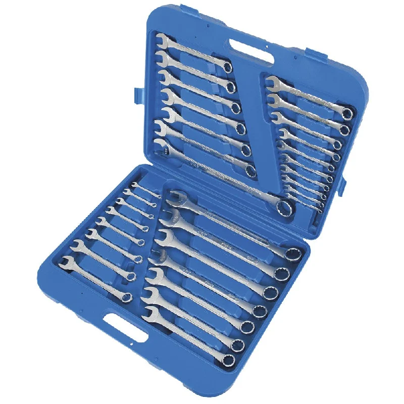 Jet 700201 32 Piece Raised Panel Chrome Vanadium SAE/Metric Combination Wrench Set