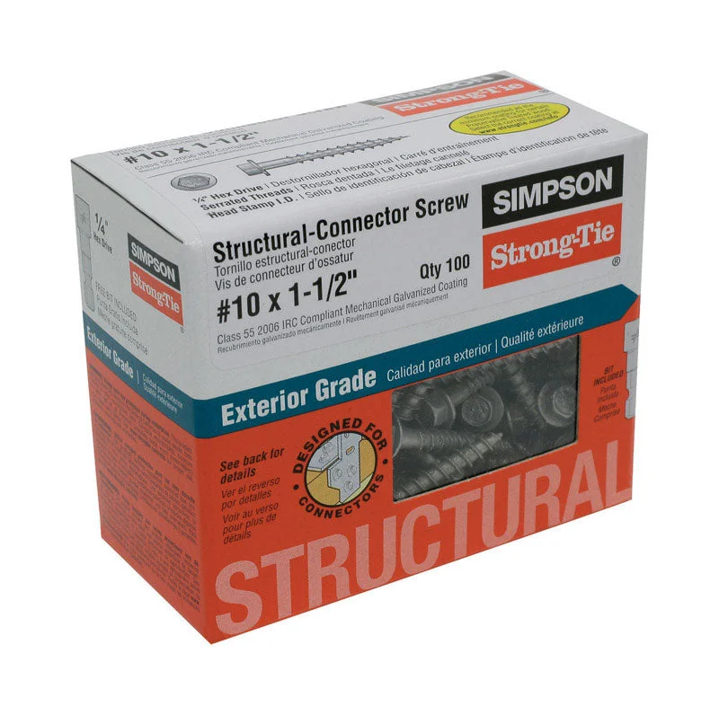 Simpson Strong-Tie Strong-Drive No. 10 Sizes X 1-1/2 in. L Star Hex Head Serrated Structural Screws