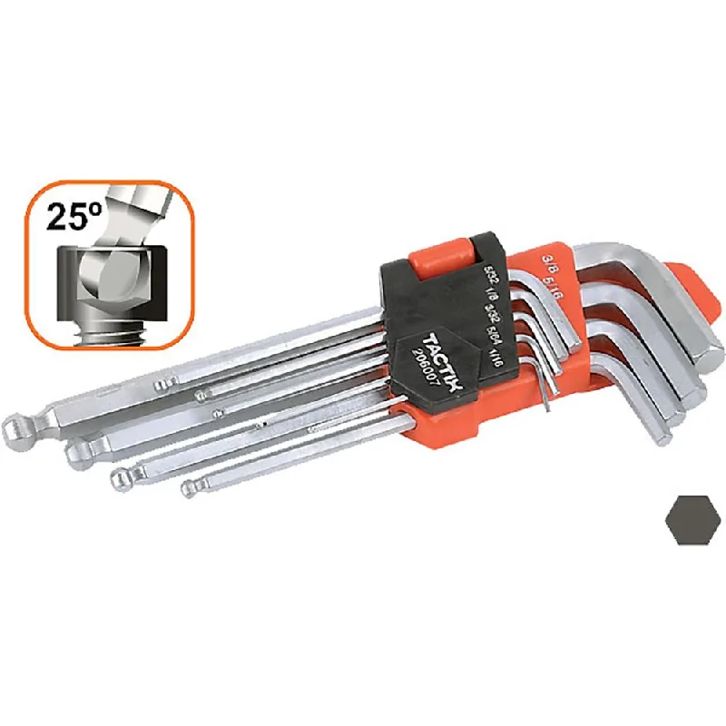 Tactix Hex Key Long 9Pc Sae | Wrenches & Spanners - Sets