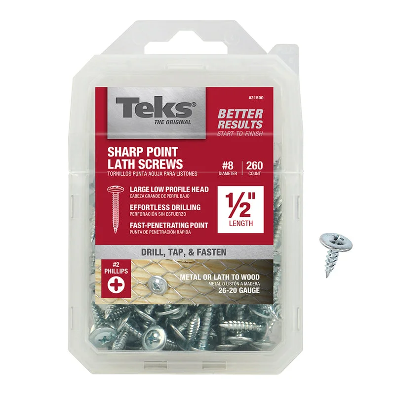 Teks No. 8  x 1/2 in. L Phillips Truss Head Zinc-Plated Steel Lath Screws 260 pk