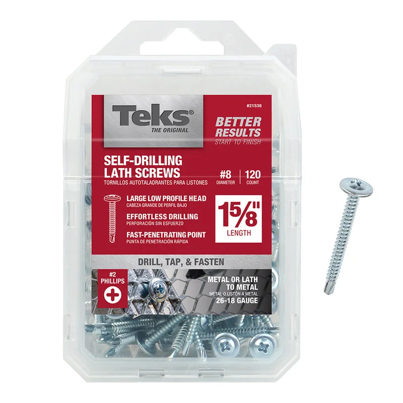 Teks No. 8  x 1-5/8 in. L Phillips Truss Head Zinc-Plated Steel Lath Screws 120 pk