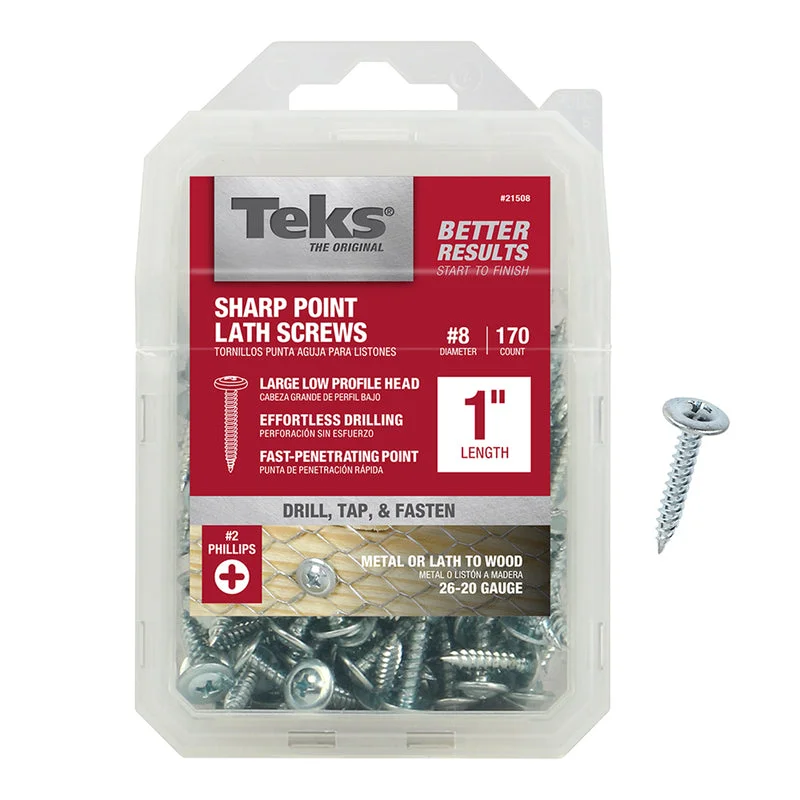 Teks No. 8  x 1 in. L Phillips Truss Head Zinc-Plated Steel Lath Screws 170 pk