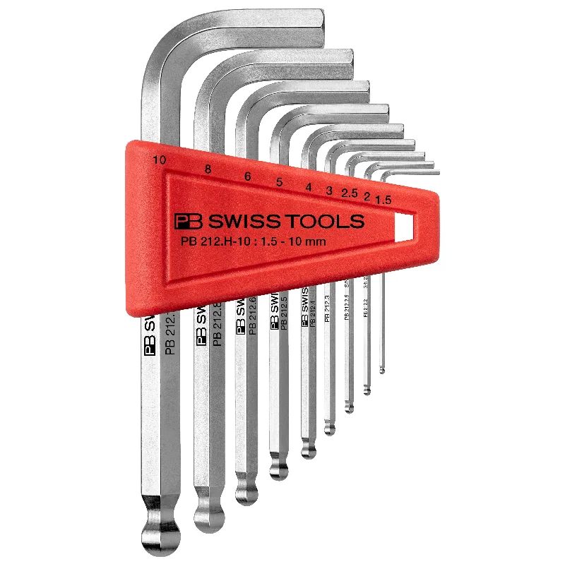 PB Swiss PB 212.H-10 Key L- Wrenches with Ball Point, set in a practical plastic holder