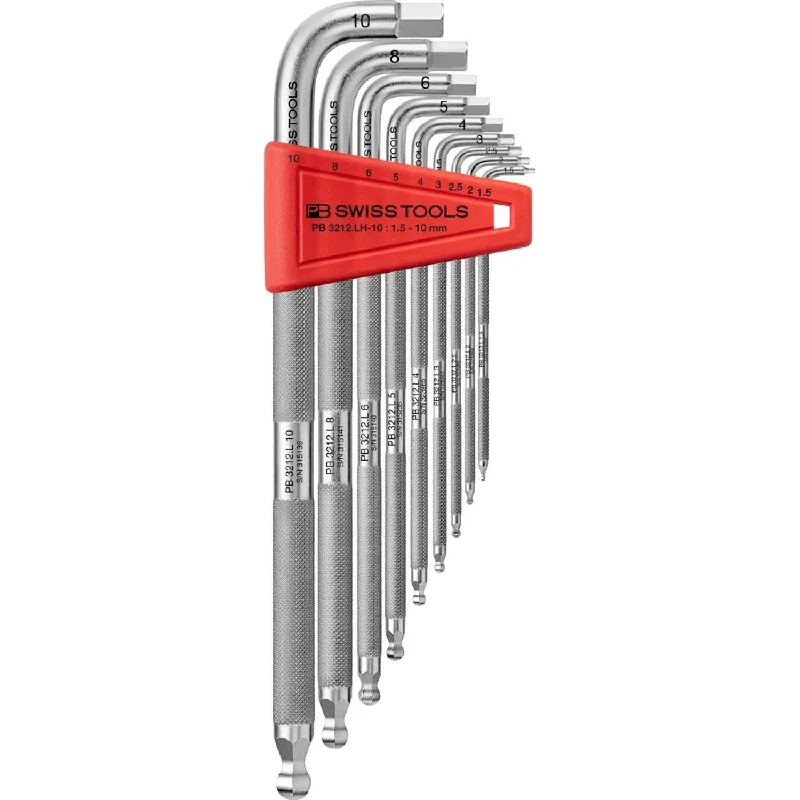 PB Swiss Tools PB 3212.LH-10 Safety Key L-Wrenches, Set 1.5 to 10 mm