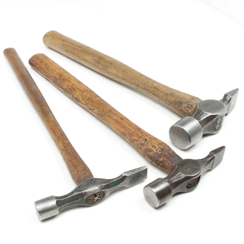 3x Old Cross-Pein Hammers (Ash, Hickory)